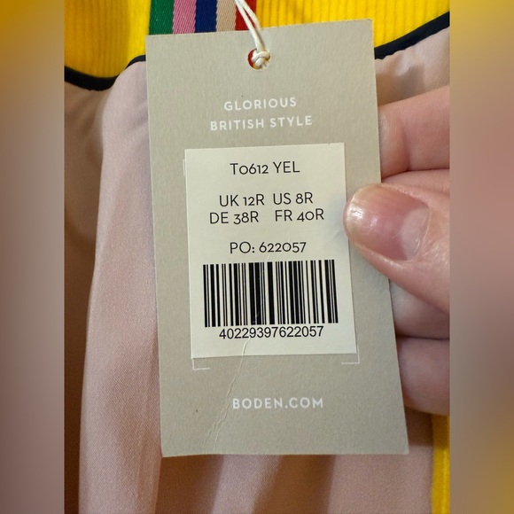 Boden Stamford Cord Corduroy Blazer Jacket Colorful Office NWT Yellow US 8 8R - Picture 3 of 11